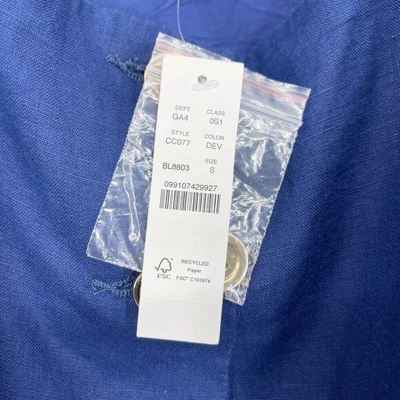 J.Crew Claudia Dress in Linen Dark Blue Size Small Mini Dress Button Front NEW - Picture 5 of 6